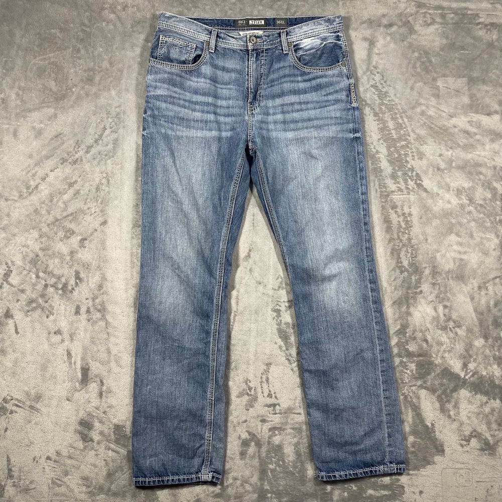 BKE Tyler Mens Jeans Straight‎ Leg Blue Denim 36XL